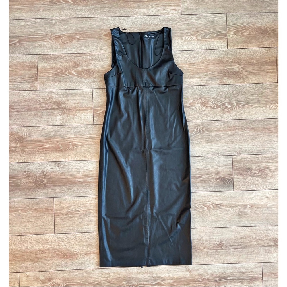 Zara Faux Leather Midi Dress